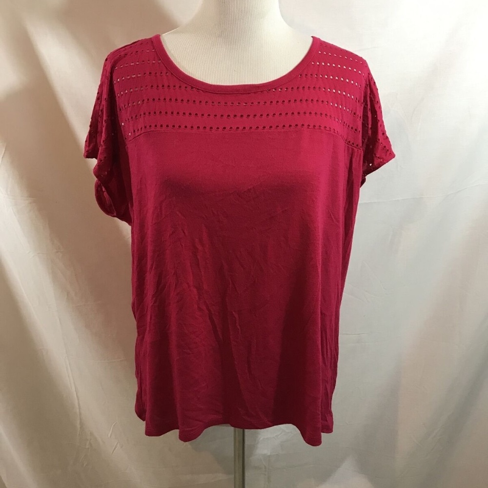 Dana Buchman deep pink short sleeve top - womens l